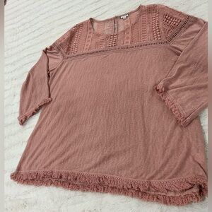 Eyeshadow Women's Blush Crochet Accent Blouse